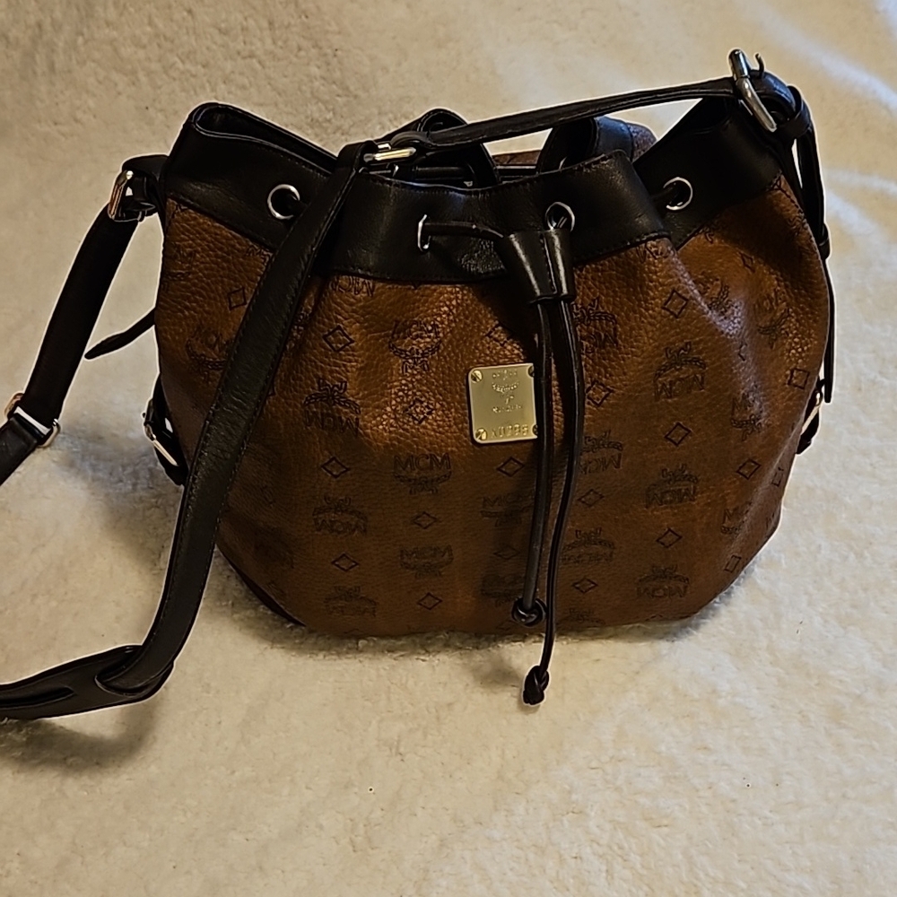 MCM Brown and Black Women's Bucket Bag